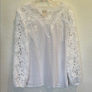 Chico's White Lace Sleeve Women's Top